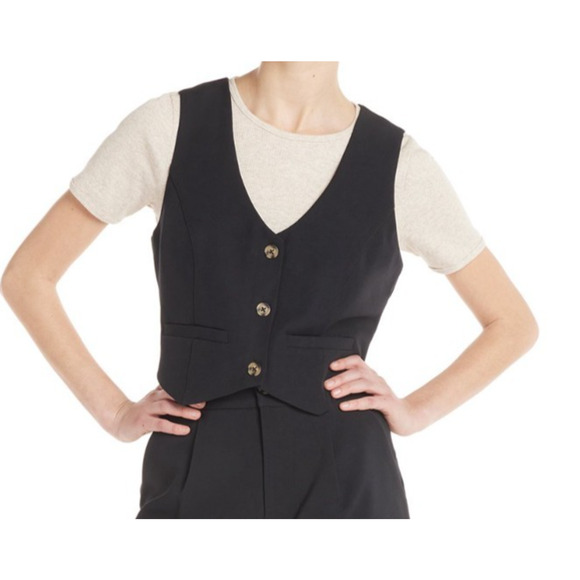 Madden NYC Womens Juniors Suiting Vest Black Beauty Size L (11-13) - Picture 1 of 6
